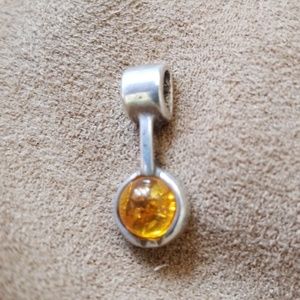 Honey Amber Cabochon Sterling Silver Pendant